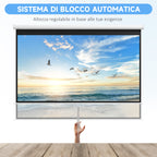 120" Projector Screen, 16:9 Ratio, Wall and Ceiling Mountable for Home and Office, White