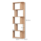 Wooden Bookcase Cabinet with 5 Shelves with Divider, 60x24x184.5 cm, Wood Color