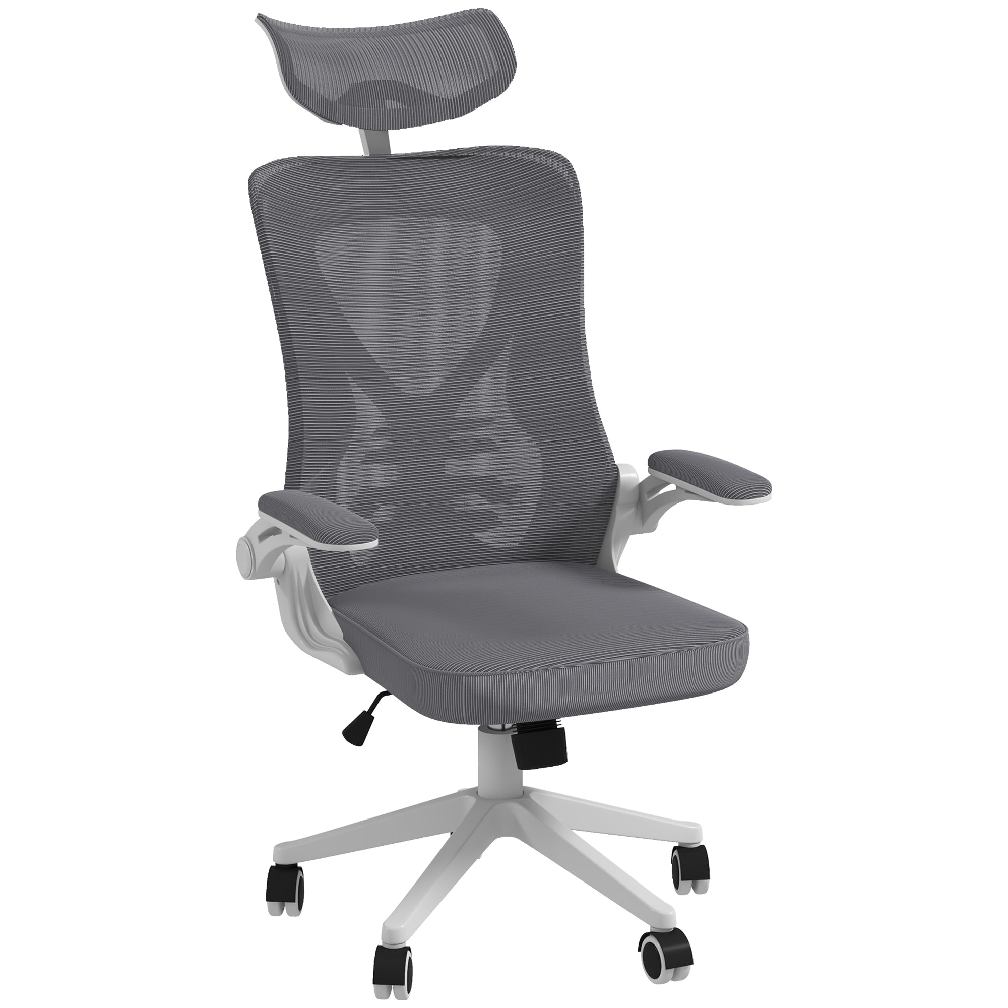 Height-Adjustable Office Chair with Lumbar Support and Flip-Up Armrests, 65x64x120-130 cm