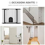 Adjustable Dog Gate with Small Door and Automatic Closure, 75-103x76cm, Black