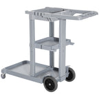 Professional Cleaning Trolley with 3 Shelves, Broom Hooks, 4 Wheels and 100L Bag, Orange 121 x 50.5 x 96.5cm