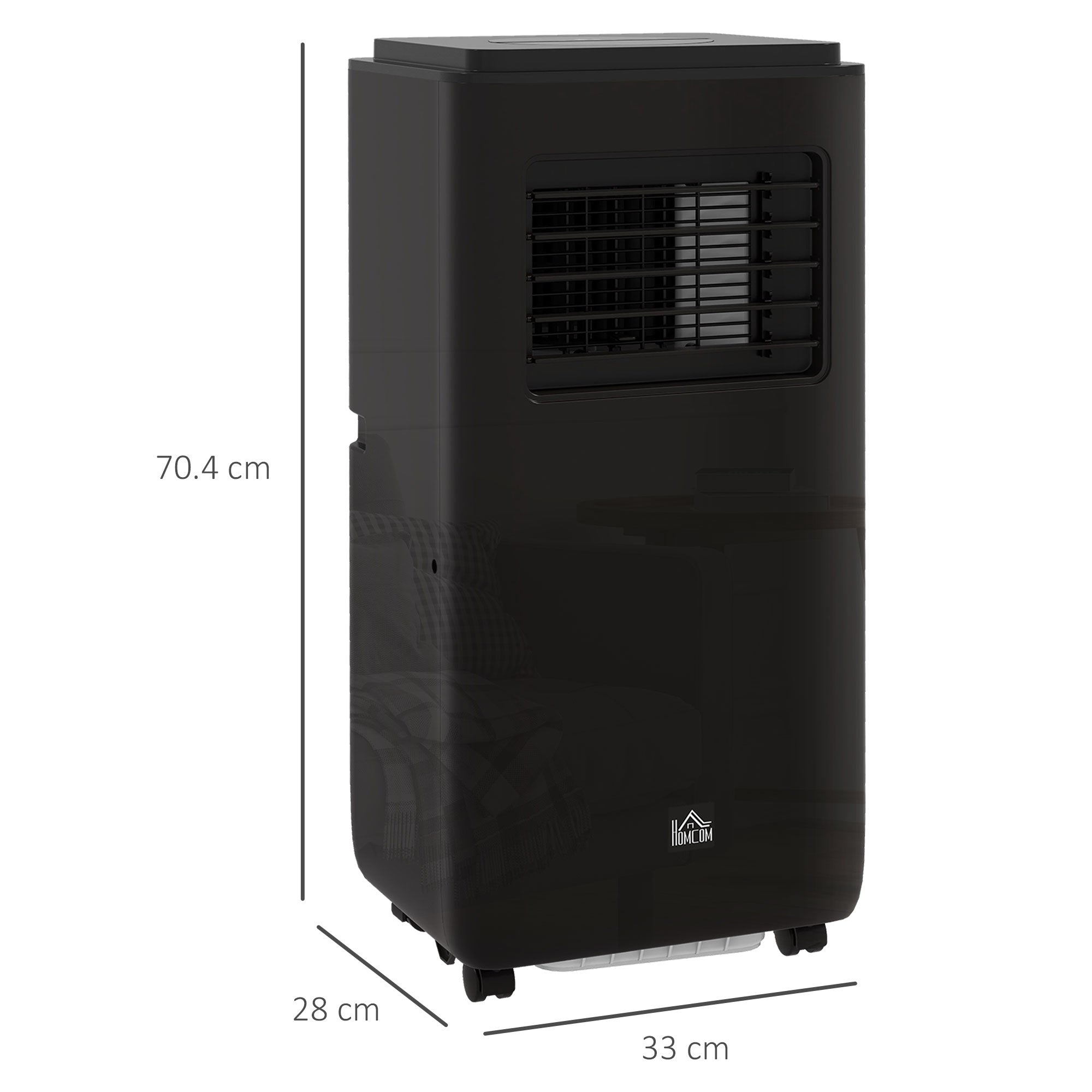 HOMCOM Portable Air Conditioner 950W with 5 Modes and 3 Speeds, in ABS Plastic and Steel, 33x28x70.4 cm, Black - Borgè