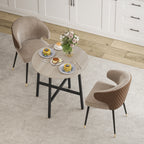 Round Industrial Dining Table for 2 People, in Wood and Steel, Ø80x75 cm, Black and Wood Color