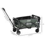 72L Folding Garden Trolley with Opening Panel, in Steel and Polyester, 114x46x65-92 cm, Green