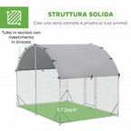 PawHut Galvanized Metal Chicken Run with Roof and UV Cover, 280x190x197 cm, Silver
