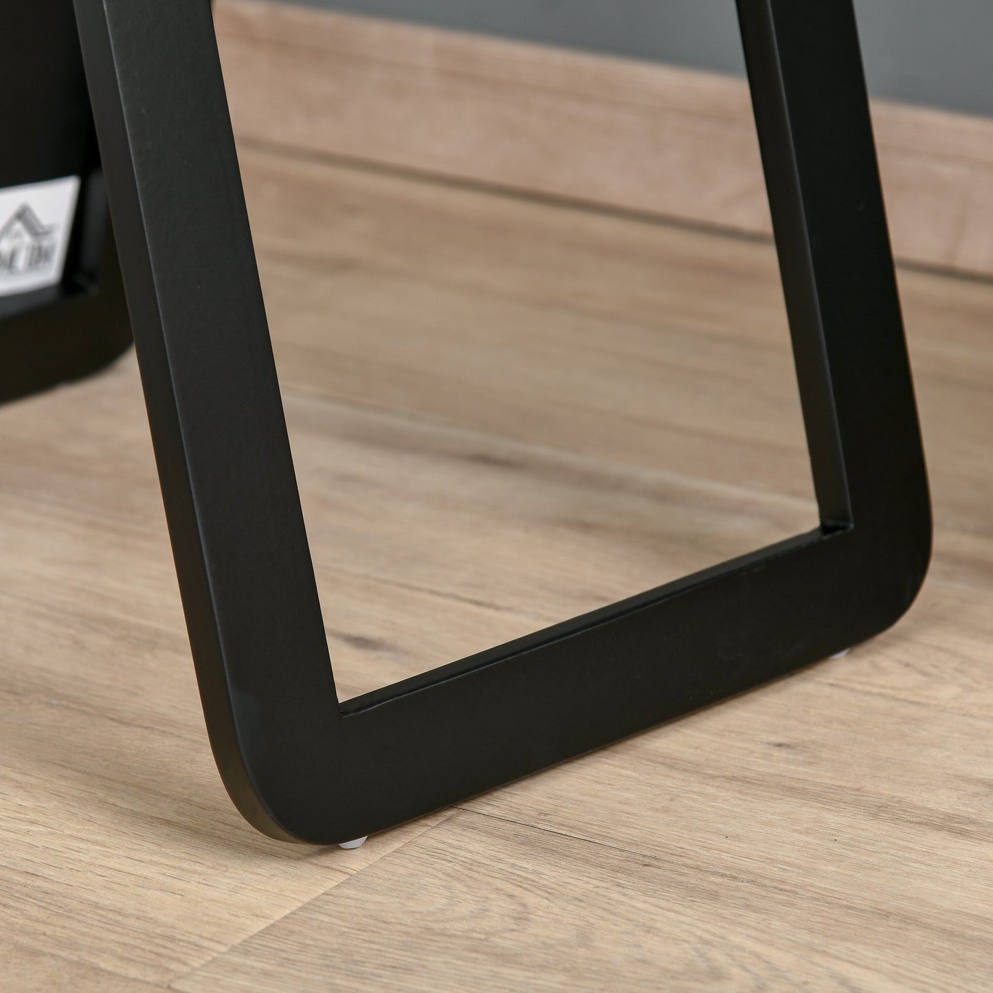 Floor and Wall Mirror with Wooden Structure and Folding Support, 37x43x156cm, Black