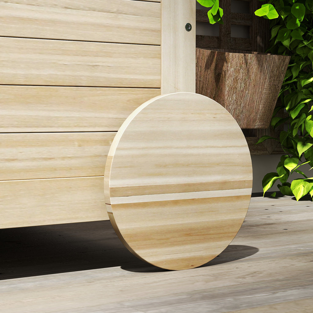 Outdoor Trunk 185L with 2 Wheels with Inner Tarpaulin and Lid, in Fir Wood, 110x50x50 cm, Wood Color