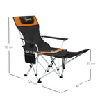 Outsunny Set of 2 Folding Camping Chairs with Footrest and Cup Holder, 82x50/100x88 cm, Black and Orange