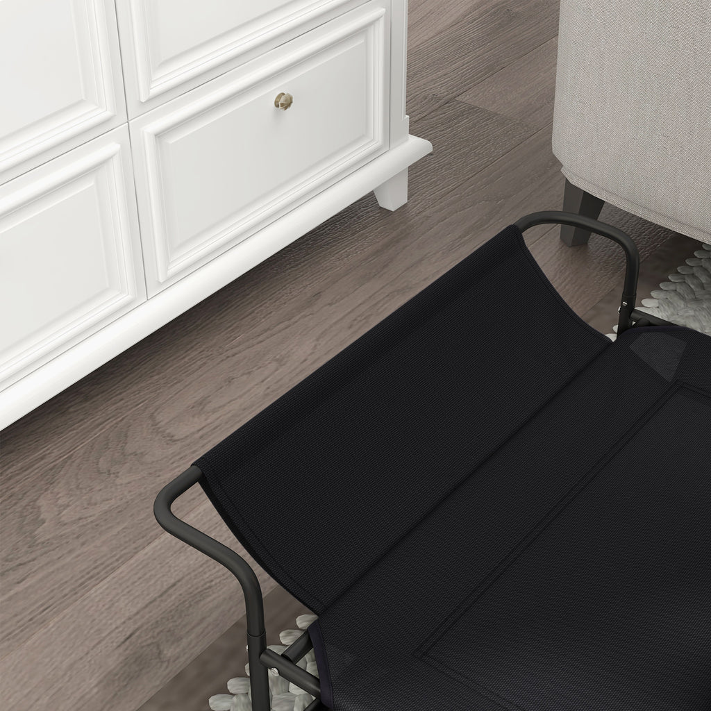 PawHut Raised Outdoor Dog Bed with Headrest for Small and Medium Dogs, 91 x 69 x 29 cm, Black