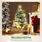 60cm Tall Small Christmas Tree with 35 White LED Lights, 64 Fireproof Branches with Pine Cones, Green