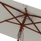 Rectangular Tilting Umbrella 2x1.5 m with 6 Ribs and Rope Opening, in Bamboo and Beige Polyester