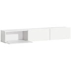 Wall-Mounted TV Stand for up to 82" with 3 Drop-Down Cabinets and Soft-Close Doors, White
