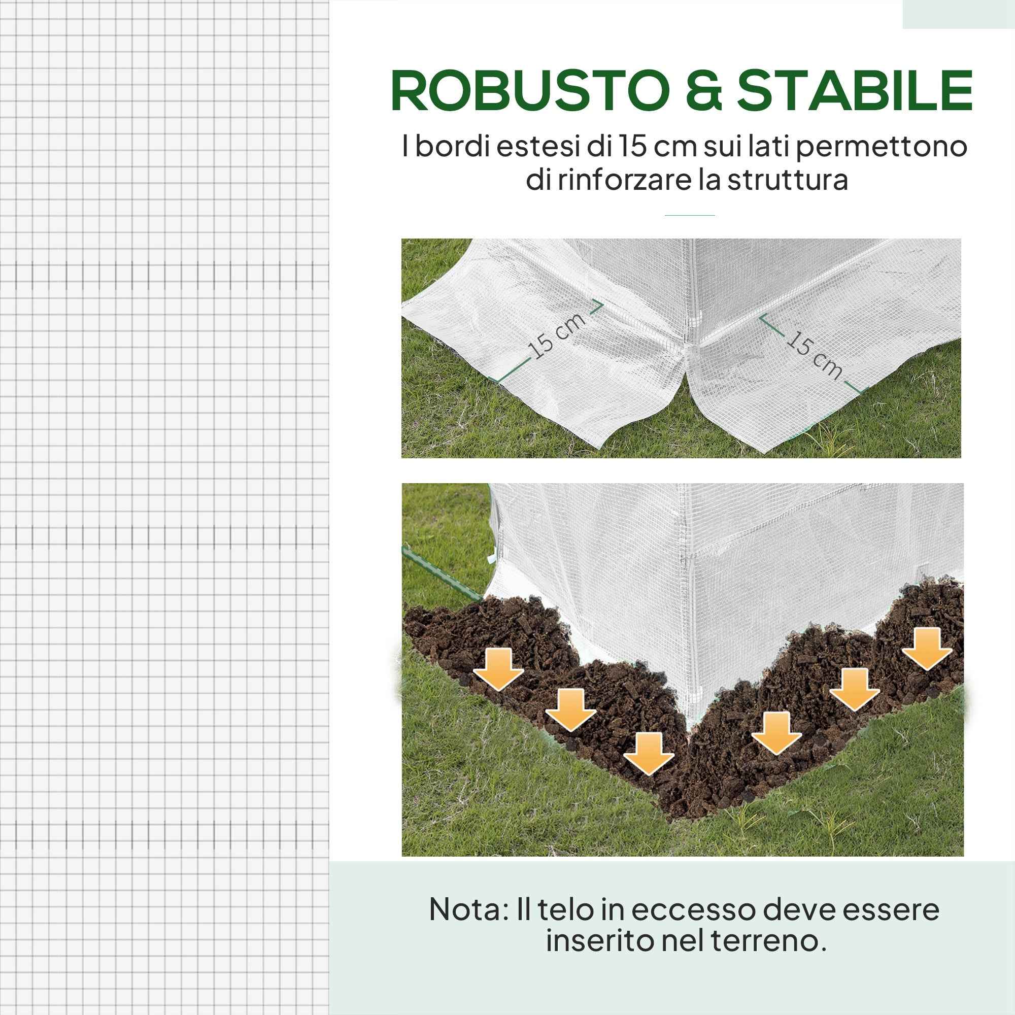 Outsunny PE Greenhouse Cover with 6 Windows, Roll-Up Door and Buried Edges, 3x2x2 m, White