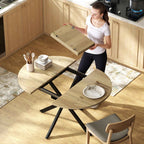 HOMCOM Industrial Dining Table for 4-6 People with Round Drop-Leaf Top, in Wood and Steel, 135x100x75 cm