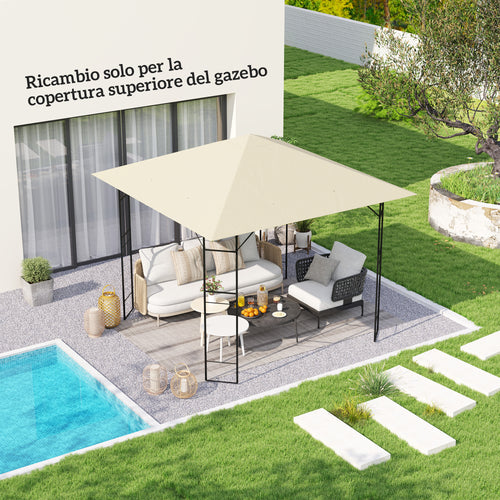 3x3m Garden Gazebo Cover with 8 Drainage Holes, 600D Oxford Fabric, Cream White ( COVER ONLY)