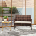 Outsunny 2-Seater Garden Sofa with Cushions and Non-Slip Mats, in Rattan and Steel, 115x63x85 cm, Beige