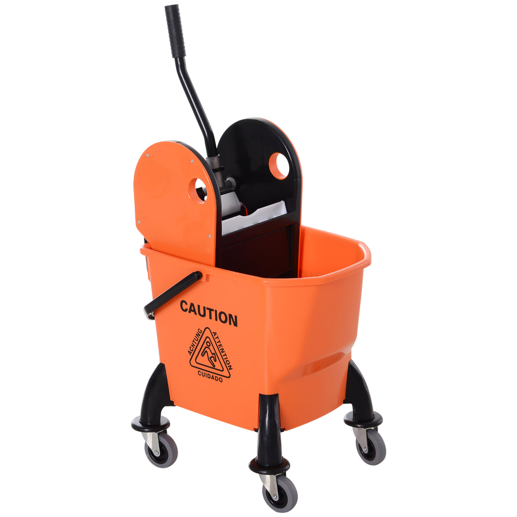Professional Cleaning Trolley 26L Capacity Removable Wringer with Wheels 44 × 36 × 90cm Orange