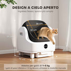 PawHut Self-Cleaning Cat Litter Box with Open Design, Safety Sensors and Deodorizer, White