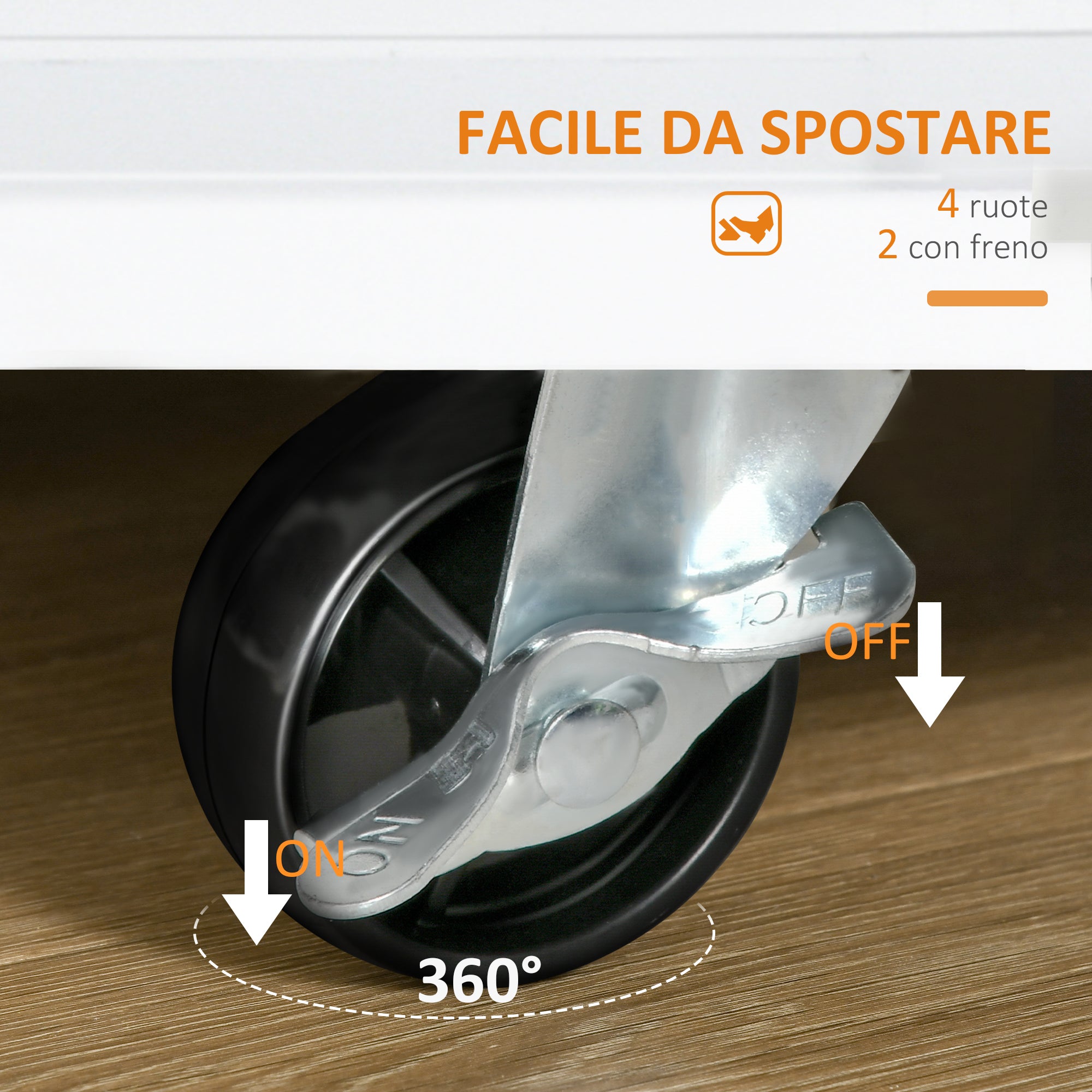 3-Tier Kitchen Trolley with 4 Wheels, MDF and Chipboard, 89x45x89cm, White