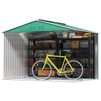 Steel Tool Shed with Sloped Roof and 2 Sliding Doors, 277x195x192 cm, Dark Green
