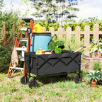 Garden Trolley 160L Foldable with Adjustable Handle, Capacity 100 kg, 95x55x102 cm, Black