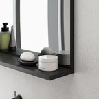 Wall-Mounted Bathroom Mirror with Shelf, Modern and Multipurpose Design, 60x12x40 cm, Black