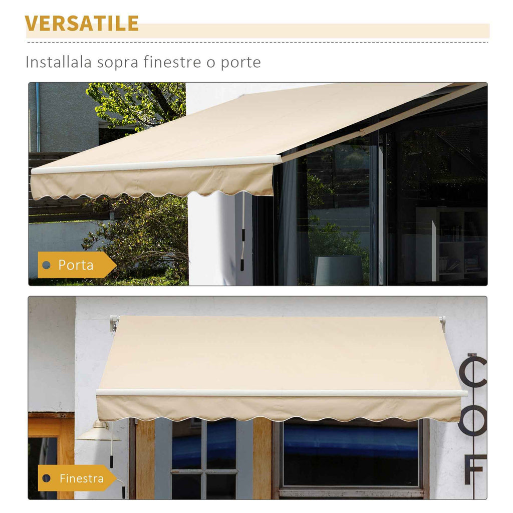 Outsunny 3x2.5m Aluminum and Polyester Cranked Drop-Top Awning, Beige
