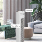 HOMCOM Column Fan with Remote Control and 3 Speeds, 15 Hour Timer, Oscillation and Night Mode, White - Borgè