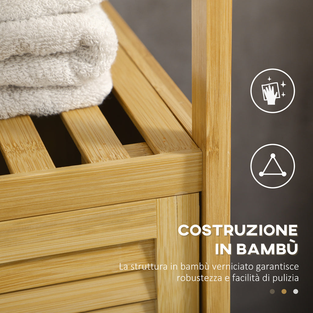 Bamboo Bathroom Cabinet with Single Door Cabinet, 33x36. 5x67cm, Natural Wood Color