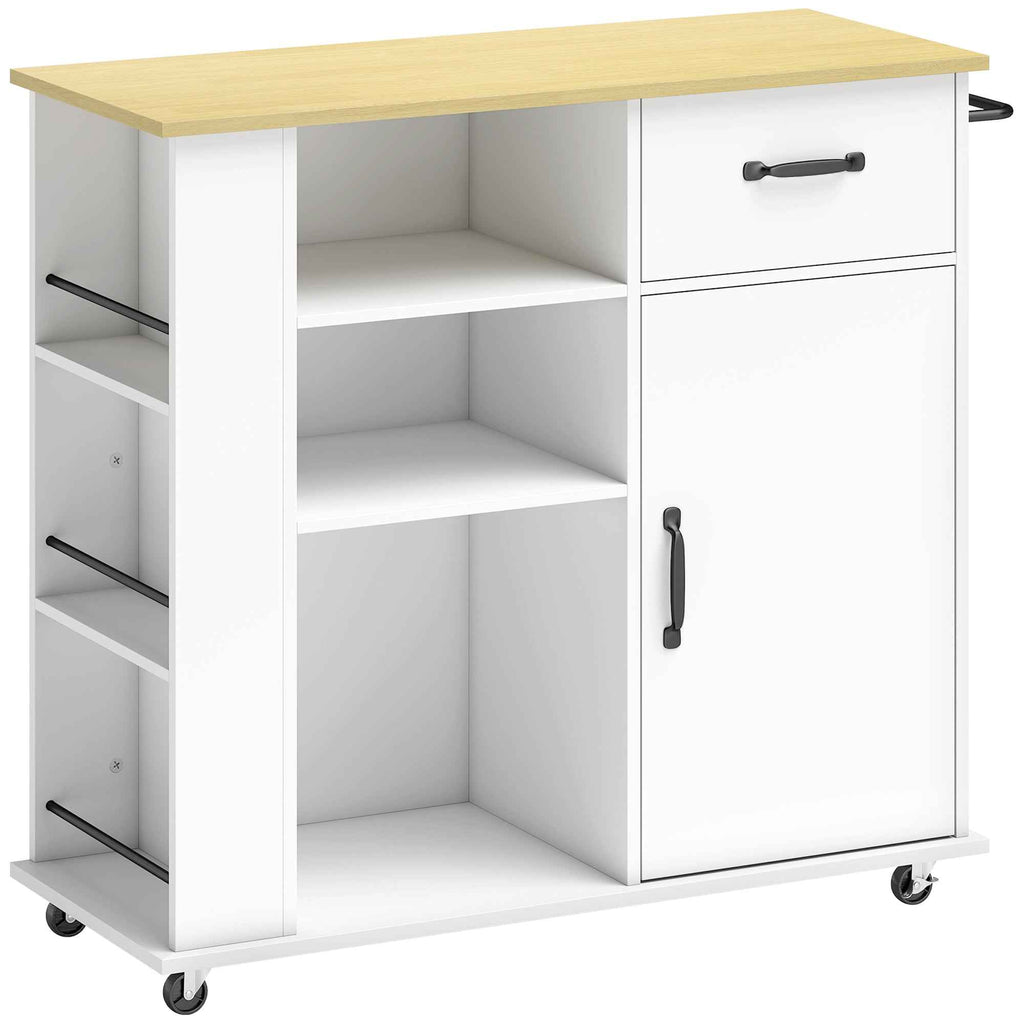 HOMCOM Kitchen Cabinet with Drawer, Cabinet and Adjustable Shelf, White