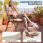 Outsunny Set of 2 Outdoor Chair Cushions with Ties, Polyester and Cotton, 120x50x8 cm, Beige