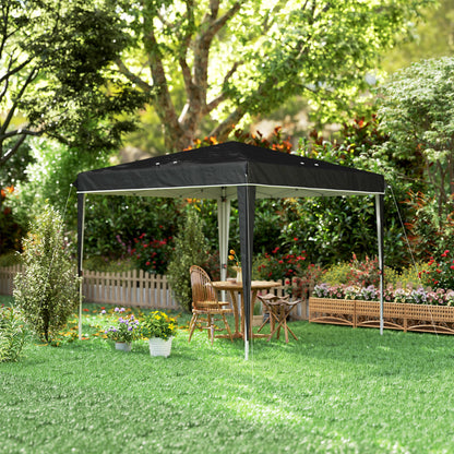 Gazebo 3x3m for 6-9 People Adjustable Height with Drainage Holes, in Metal and Black Oxford Fabric