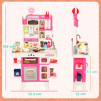 Toy Kitchen for Children 3-6 Years Old with 104 Accessories, Made of PP, PE and ABS, 52.5x22x100 cm, Pink