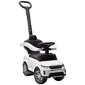Land Rover Licensed Ride-On Car with Handle and Barrier, in PP and Steel, 84x40x94.5 cm, White