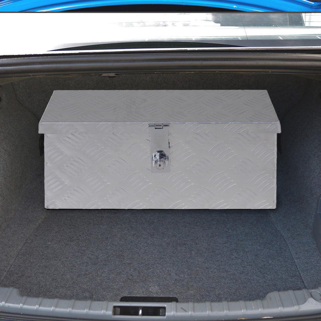 2 kg Tool Box with Key Lock, in Aluminum Sheet, 50x15.5x20.5 cm, Silver