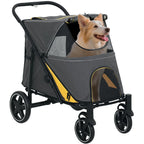 Folding Dog Stroller for Medium Dogs with Zippered Entrances and Mesh Windows, 112x65x100 cm - Borge' Group Limited