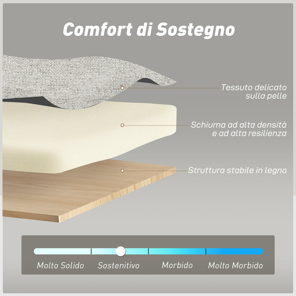 2-Seater Sofa Bed with 2 Fabric Cushions, Light Brown