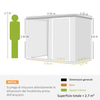 Outsunny Galvanized Steel Garden Shed, Lockable Door, 231 x 125 x 162 cm, Grey