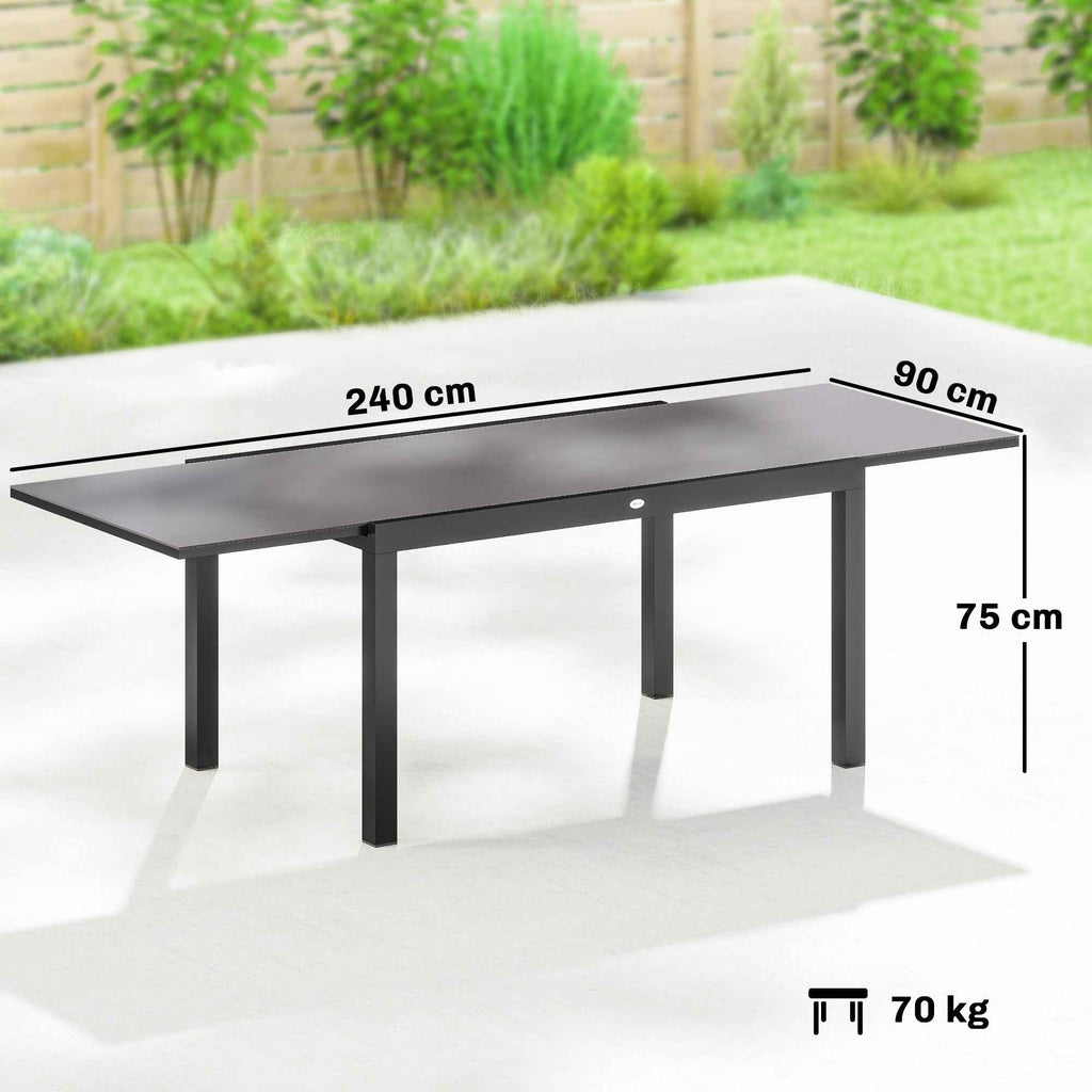 Outsunny Garden Table Extendable Dining Table 140/240x90 cm Black