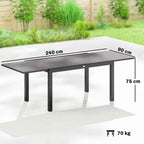 Outsunny Garden Table Extendable Dining Table 140/240x90 cm Black