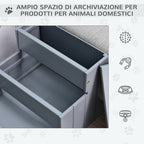 3-Step Dog Stairs with Non-Slip Mat and Storage Space, 40.5 x 44.5 x 38 cm, Grey