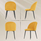 HOMCOM Set of 2 Velvet Shell-Back Dining Chairs, 52 x 55 x 79 cm, Yellow