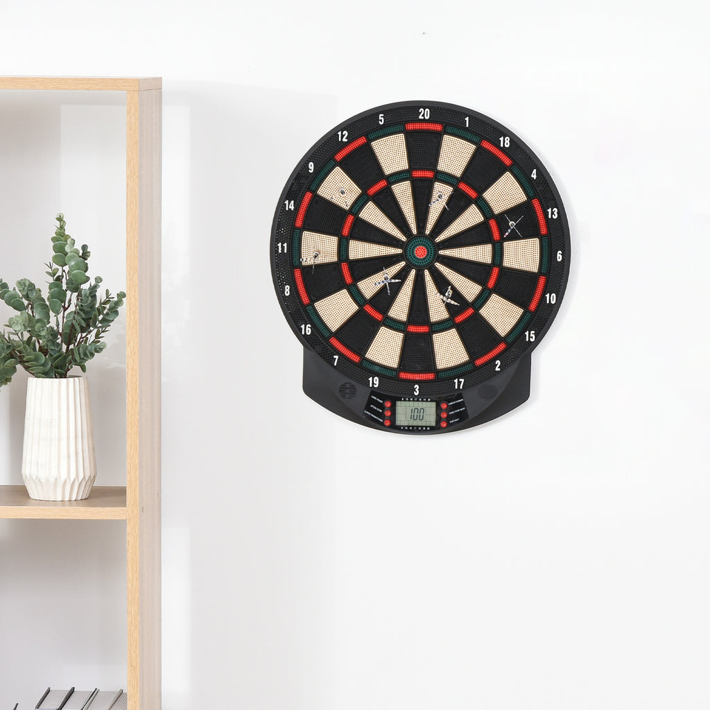Electronic PP Dartboard with 6 Darts and Scoreboard, 44x39. 5x 2.2cm, Black