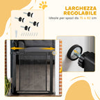 Push-Dog Gate with Automatic Closure, Steel and ABS, 75-82x76 cm, Black