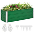 Bottomless Garden Planter with 2 Growing Areas, Steel, 125x47x40 cm, Green