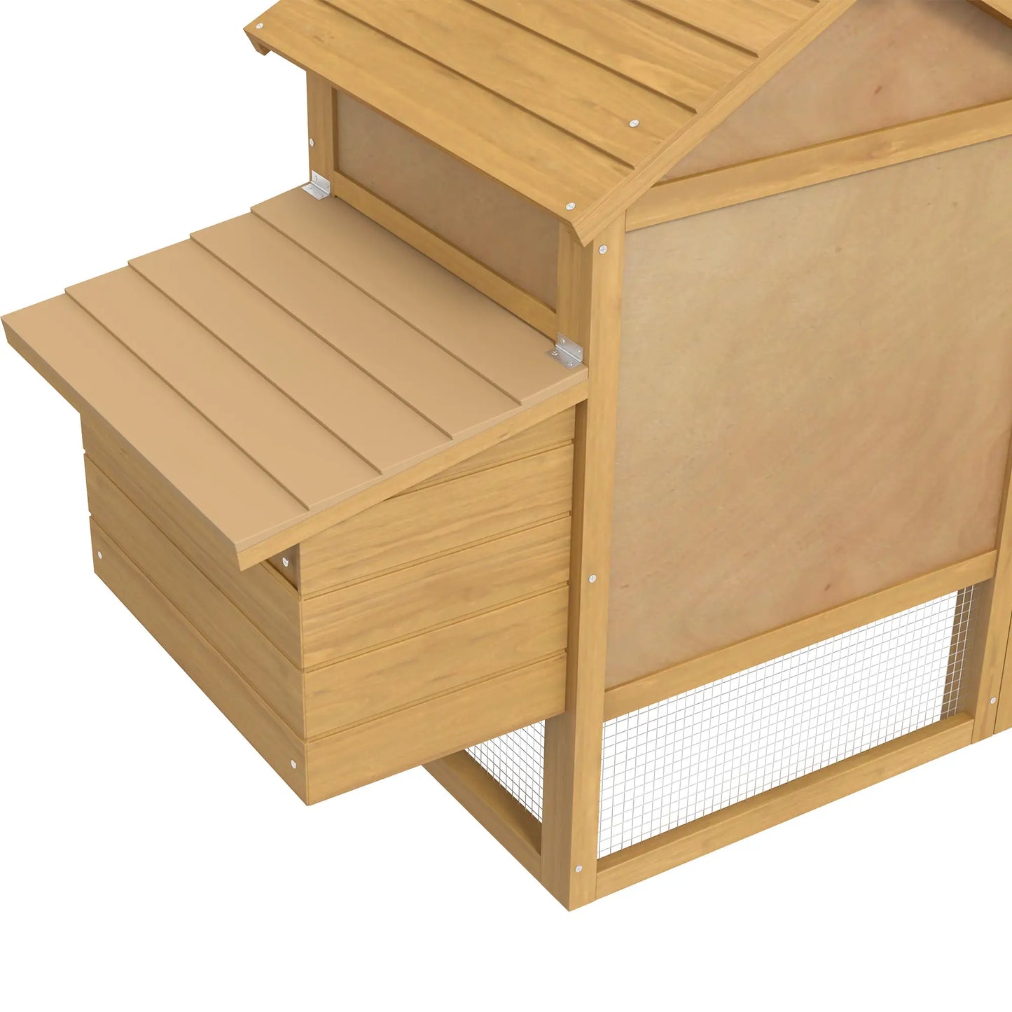 Prefabricated Wooden Chicken Coop for 2 Chickens with Run and Nest for Brooding, 150.5x54x87cm