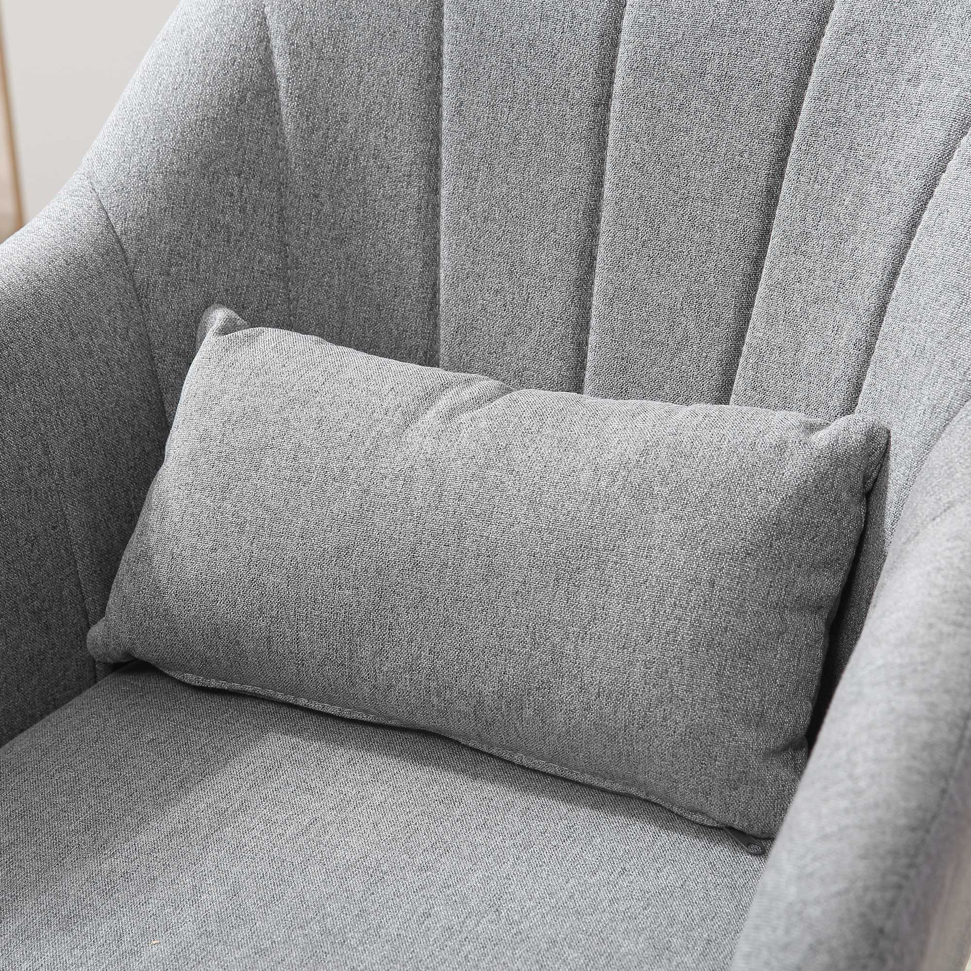 Swivel Chair with Adjustable Height, with Cushion, Lumbar Support and Armrest, 60x60x79-91 cm, Grey