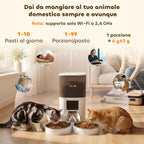 PawHut 6L Automatic Cat Food Dispenser, WiFi 2.4G, App Control with Timer, 1-10 Meals per Day, 10s Recorder, 2 Stainless Steel Bowls