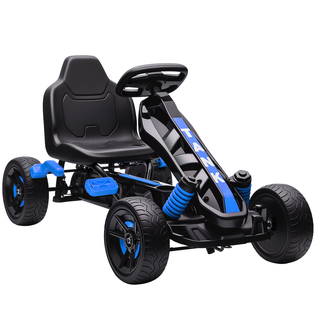 AIYAPLAY Pedal Go Kart for Kids Ages 3-6, 50kg Load Capacity, with Cup Holder and Non-Slip EVA Wheels, Blue