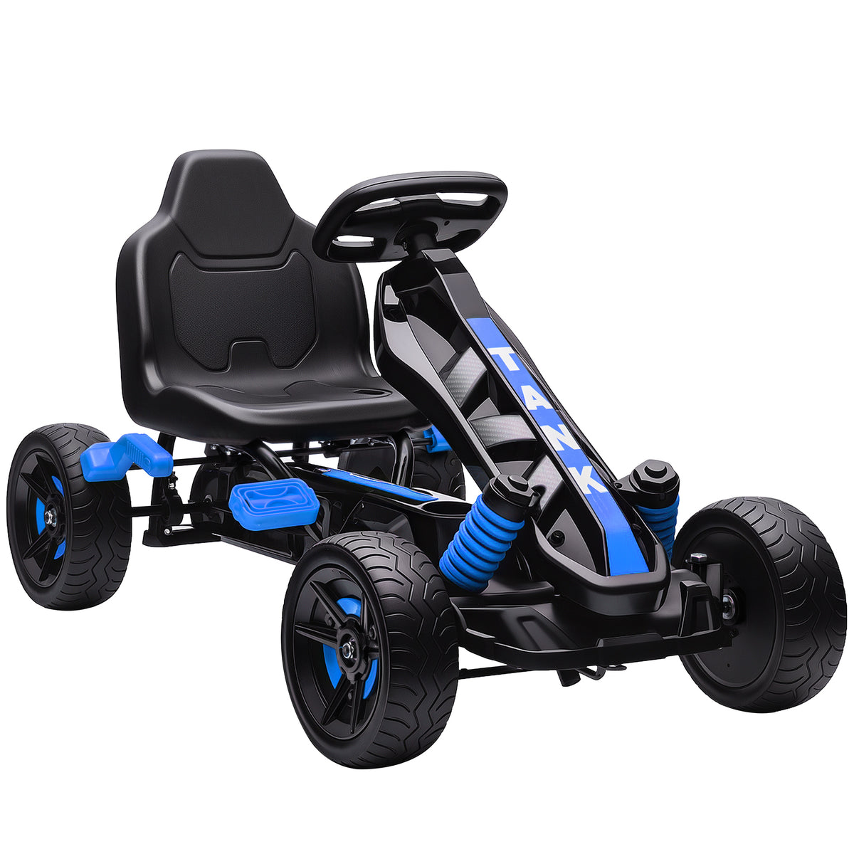 AIYAPLAY Pedal Go Kart for Kids Ages 3-6, 50kg Load Capacity, with Cup Holder and Non-Slip EVA Wheels, Blue